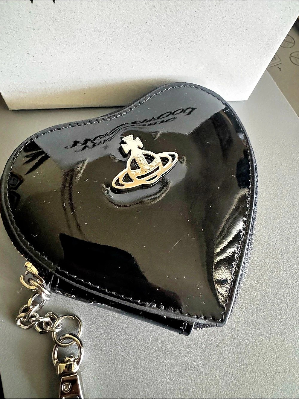 Vivienne Westwood Heart Patent Key Case / Coin Purse Black